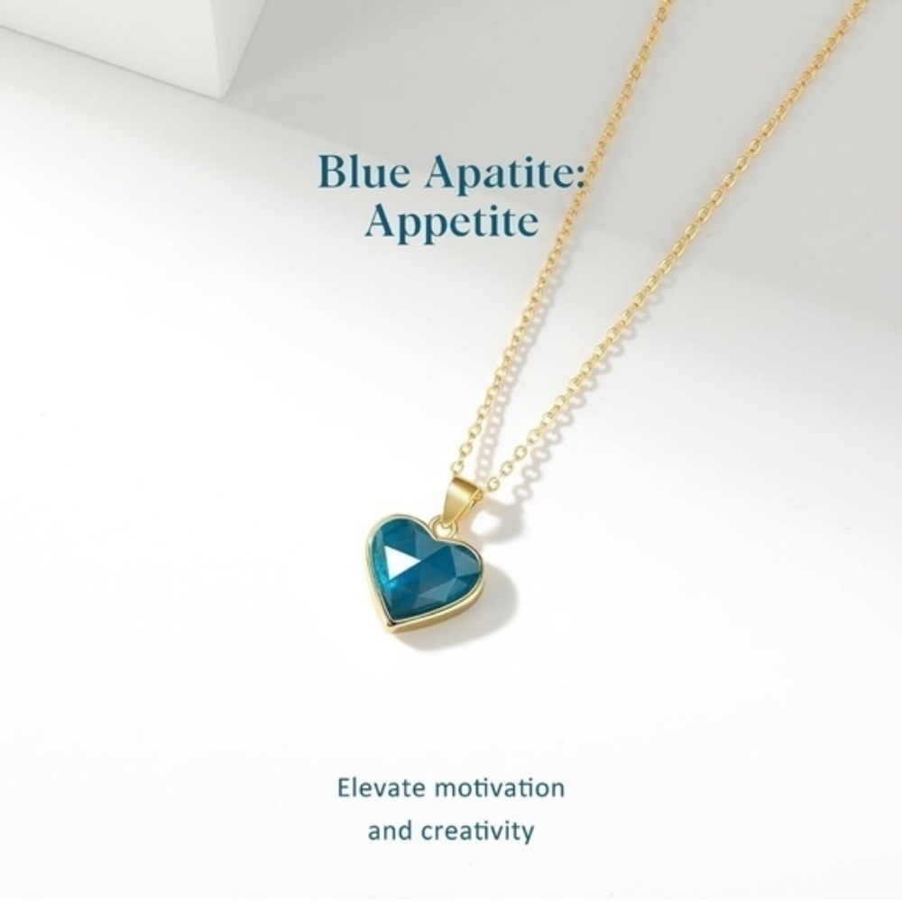 Gold 14k Gold Plated Apatite Heart Stone Necklace